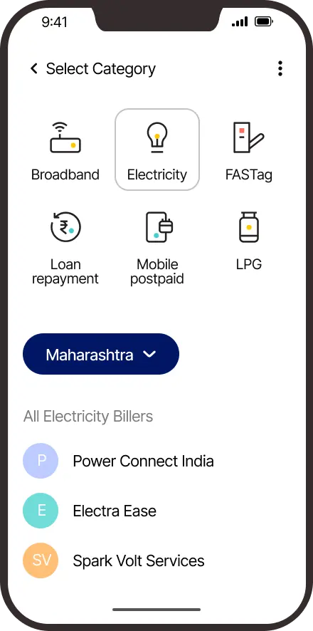 Select the category, city/state and Biller.